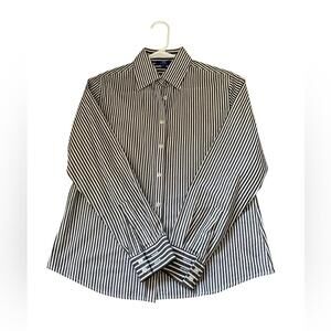 Tabi Dark Charcoal and White Striped Button-Up Shirt